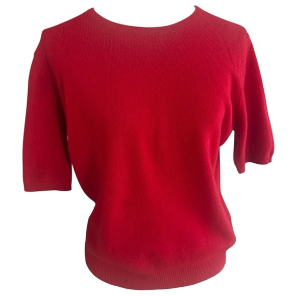 Hunt Club Red Cashmere Top Short Sleeve Holiday Christmas Size M Luxury Soft - Picture 1 of 5